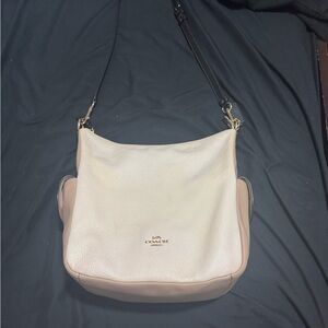 Coach Cream and Tan Shoulder Bag